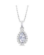 Aster Pear Shape Gemstone & Halo Diamond Pendant