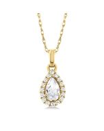  Pear Shape Gemstone & Halo Diamond Pendant