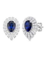 LinAeCa 14K White Gold Diamond Halo Earrings