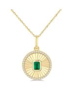Freya Round Shape Fluted Medallion Gemstone & Diamond Pendant