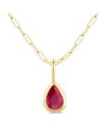 Echo Pear Shape Bezel Set Paperclip Gemstone Fashion Pendant