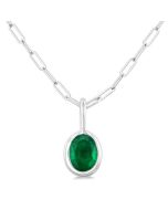 Ivy Oval Shape Bezel Set Paperclip Gemstone Fashion Pendant