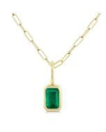 Haven Emerald Shape Bezel Set Paperclip Gemstone Fashion Pendant