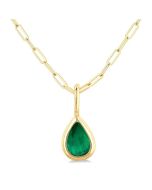 Cascade Pear Shape Bezel Set Paperclip Gemstone Fashion Pendant