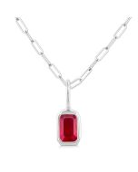 Solstice Emerald Shape Bezel Set Paperclip Gemstone Fashion Pendant