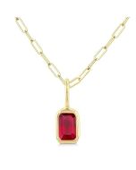 Vesper Emerald Shape Bezel Set Paperclip Gemstone Fashion Pendant