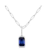  Emerald Shape Bezel Set Paperclip Gemstone Fashion Pendant