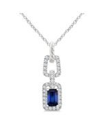 Aria Emerald Shape Gemstone & Diamond Link Pendant