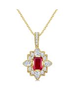 Nova Emerald Shape Art Deco Gemstone & Diamond Fashion Pendant