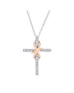 Diamond Two Tone Infinity Cross Pendant