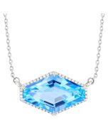 Halcyon Hexagon Shape East-West Gemstone & Halo Diamond Pendant