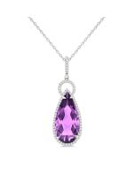 Sonata Pear Shape Gemstone & Halo Diamond Pendant