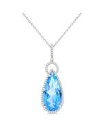 Freya Pear Shape Gemstone & Halo Diamond Pendant