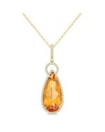 Vesper Pear Shape Gemstone & Halo Diamond Pendant