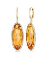 Auriel Radiance 14K Yellow Gold Oval-Cut Citrine & Diamond Halo Earrings