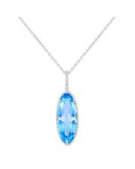 Nova Oval Shape Gemstone & Halo Diamond Pendant