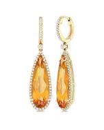 Solara Grace 14K Yellow Gold Pear-Shaped Citrine & Diamond Halo Earrings