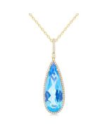  Pear Shape Gemstone & Halo Diamond Pendant