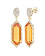 Solaris Glow 14K Yellow Gold Hexagon-Cut Citrine & Diamond Halo Earrings