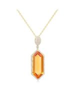 Solaris Muse 14K Yellow Gold Hexagon-Cut Citrine & Diamond Halo Pendant