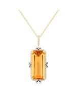 Solaris Empress 14K Yellow Gold Emerald-Cut Citrine, Sapphire & Diamond Halo Pendant