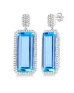 LinVioVer 14K White Gold Diamond Halo Earrings