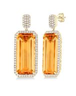 Amber Luxe 14K Yellow Gold Emerald-Cut Citrine & Diamond Halo Earrings