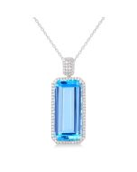 Ember Emerald Shape Gemstone & Halo Diamond Pendant