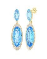 Azure Radiance 14K Yellow Gold Blue Topaz Drop Earrings