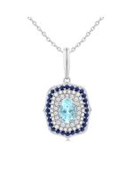 Aster Gemstone & Halo Diamond Fashion Pendant