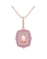Morganite Gemstone & Halo Diamond Fashion Pendant