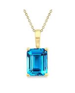 Soltrella Octagon Blue Topaz Pendant in 14K Yellow Gold