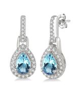 ArLuxEl PhoAr 14K White Gold Diamond Halo Earrings