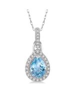 Freya Pear Shape Gemstone & Halo Diamond Pendant
