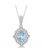 Oval Shape Gemstone & Diamond Pendant