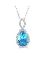Aurora Pear Shape Gemstone & Halo Diamond Pendant