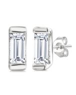 MirMirIs 14K White Gold Diamond Bezel Earrings