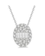 Oval Shape Halo Fusion Diamond Fashion Pendant