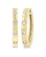 LoLuxLux 14K White Gold Diamond Bezel Earrings