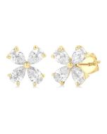 VioDorLys NoAeIs 14K White Gold Diamond Floral Earrings