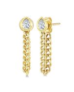 Pear Shape Cuban Bezel Diamond Fashion Earrings