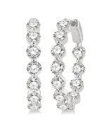 LysEl 14K White Gold Diamond Bezel Earrings