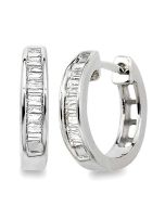 AeLuxNo 14K White Gold Diamond Channel Earrings