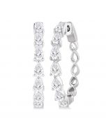 Pear Shape East-West Diamond Fashion Hoop Earrings