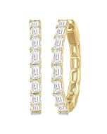 Emerald Shape North-South Diamond Fashion Hoop Earrings
