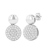 Pave-Set Round Shape Diamond Fashion Earrings
