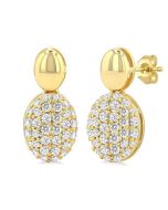 Pave-Set Oval Shape Diamond Fashion Earrings