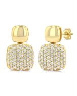 Pave-Set Cushion Shape Diamond Fashion Earrings