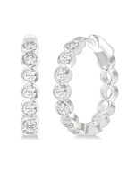 PhoSolCa 14K White Gold Diamond Bezel Earrings