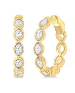 CelElRa SolRaVer 14K White Gold Diamond Bezel Earrings